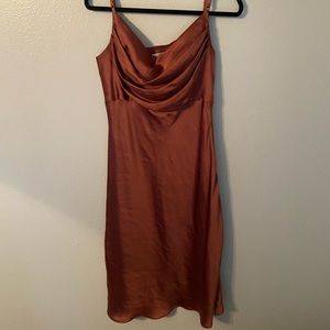 Skye Midi Satin Dress Cinnamon Rose